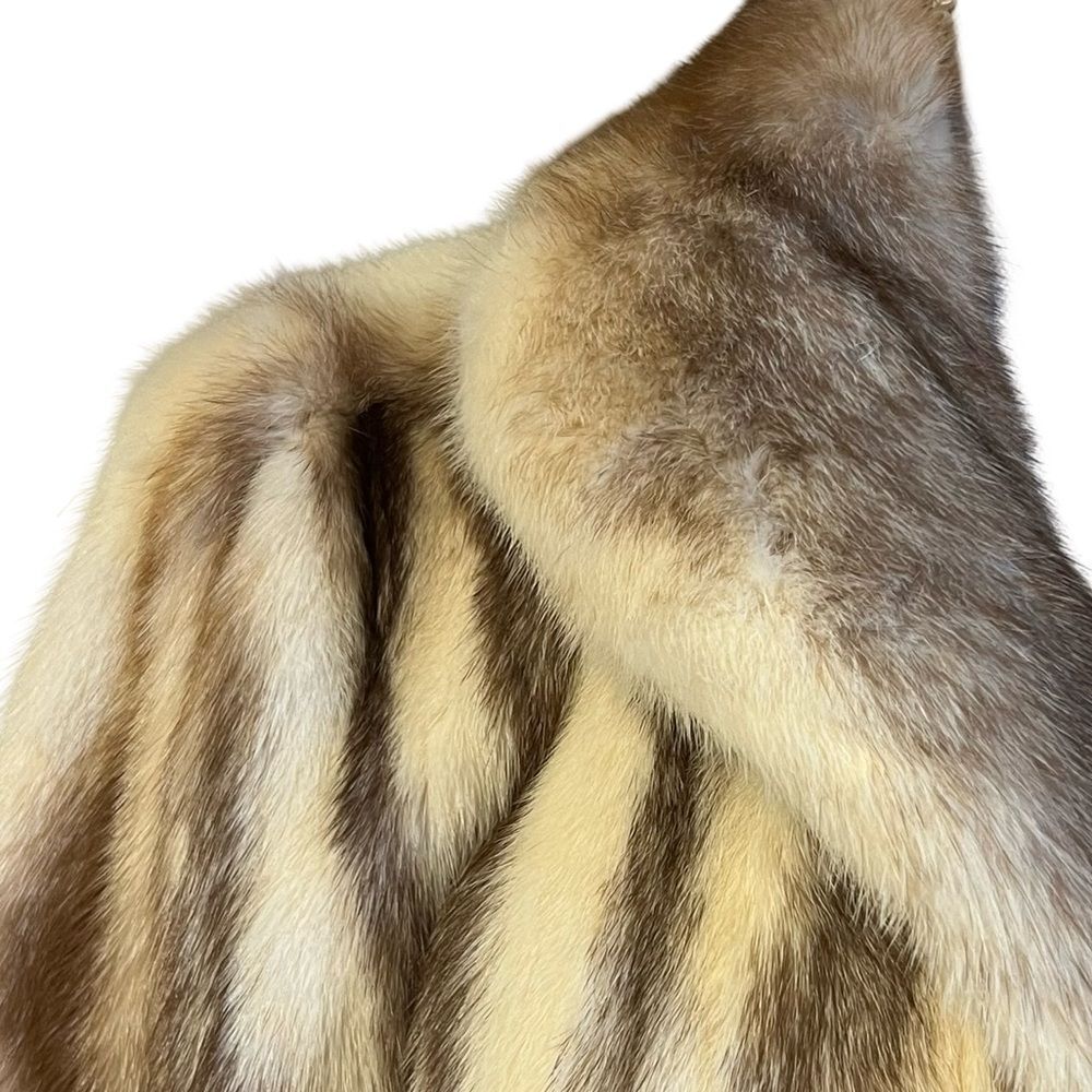 Saga Mink Natural Let Out Brown Cross Female Mink Fur Coat Size M Genuine Womens - Picture 3 of 14